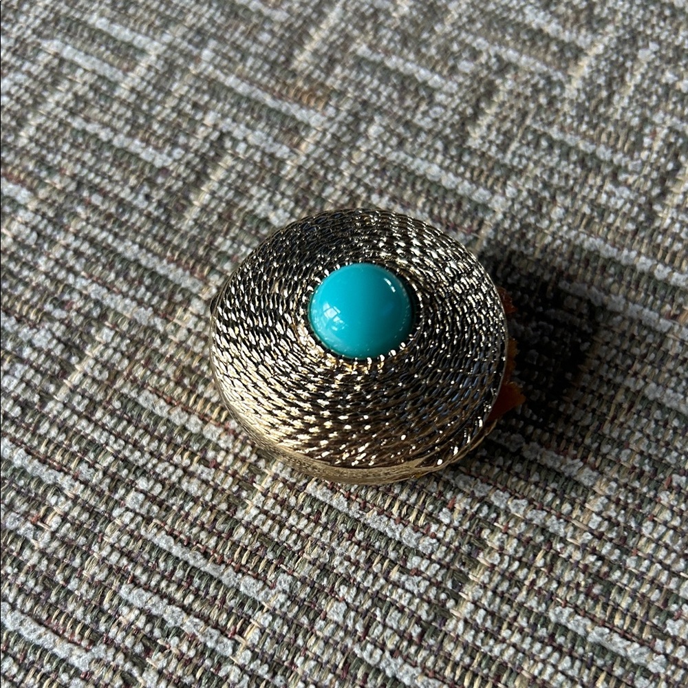 Estee Lauder Gold Compact with Turquoise Accent
